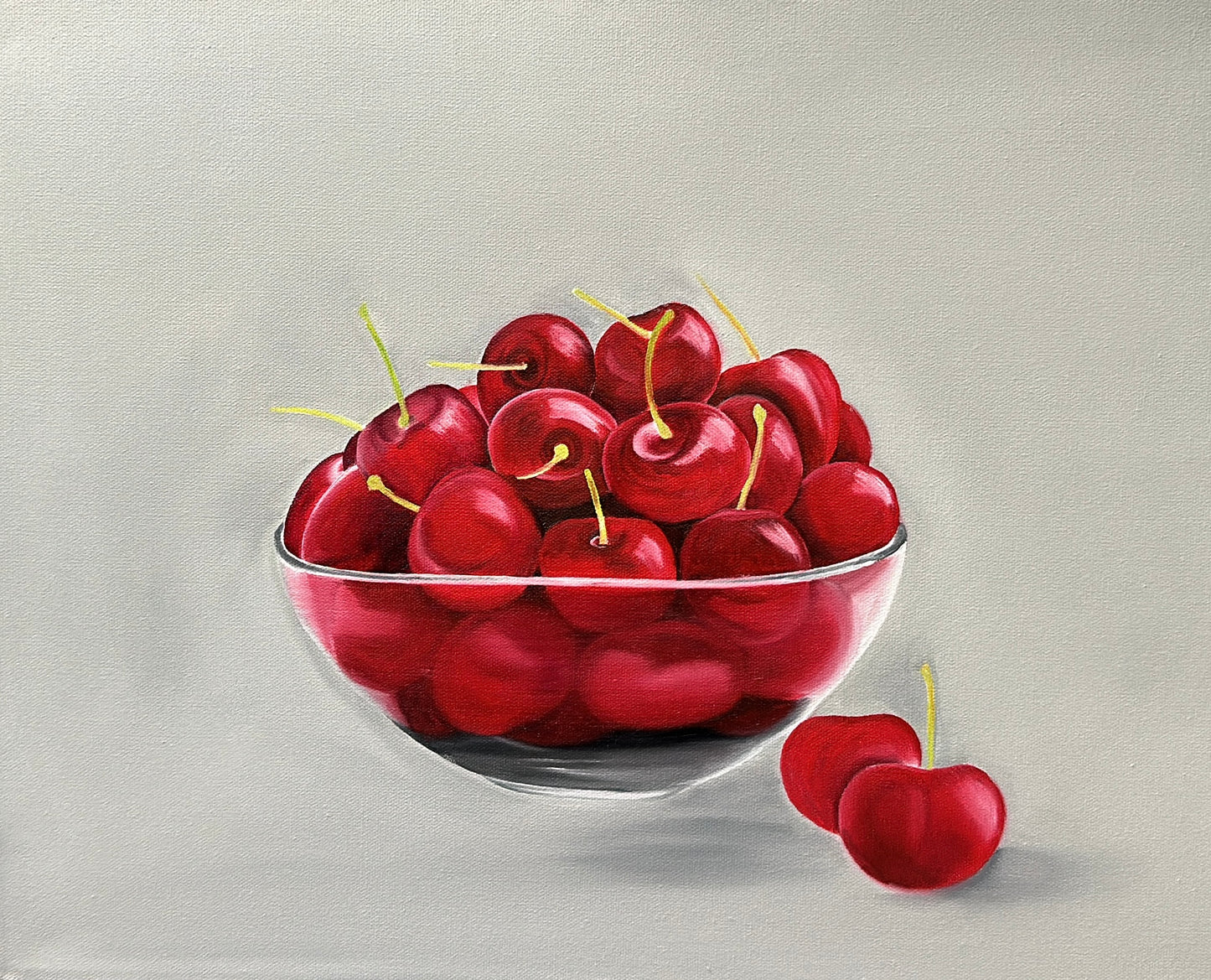 Cherry bowl  II - Original Oil Painting by Shobika