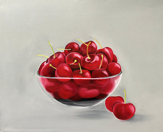 Cherry bowl II - Original Oil Painting by Shobika