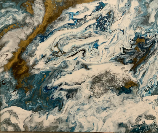 Blue Lantern - Abstract Painting by Shobika