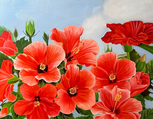 Hibiscus oil painting