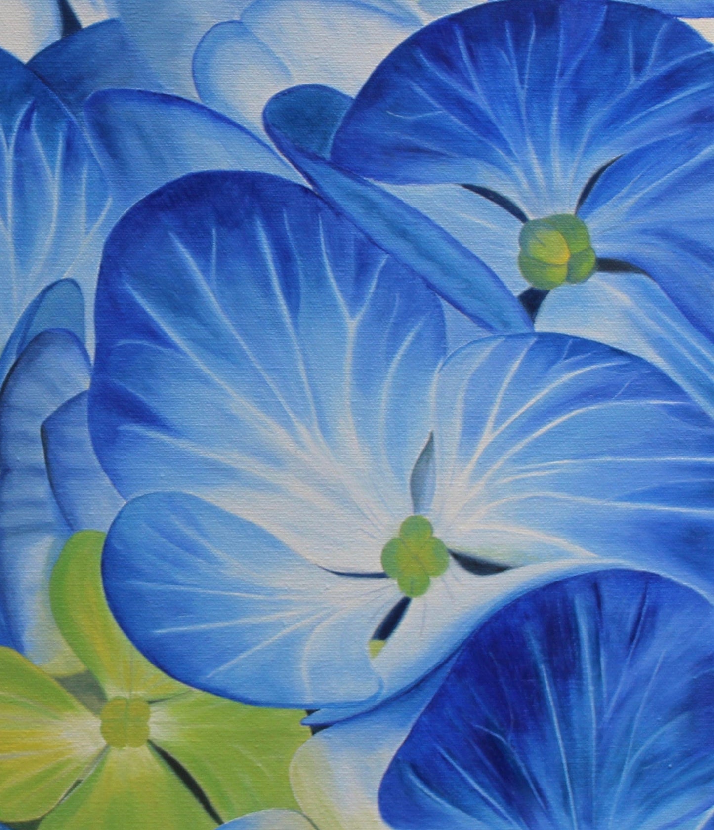 Floral Artwork Blue Blossoms  - Original Oil Painting by Shobika