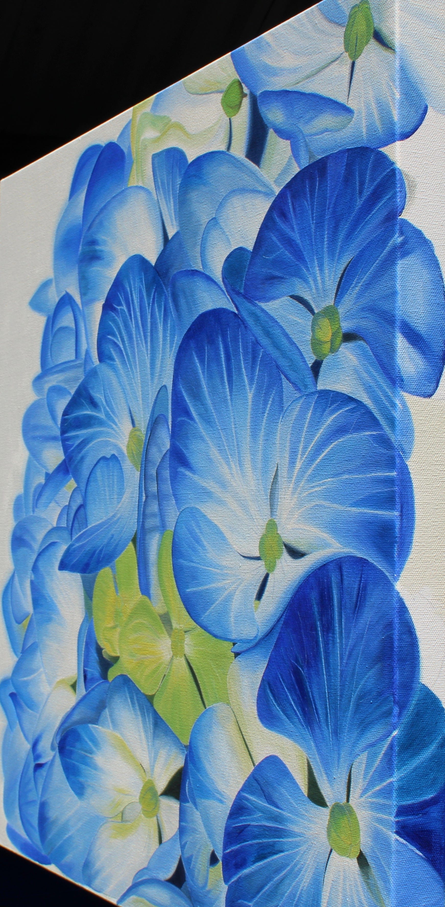 Floral Artwork Blue Blossoms  - Original Oil Painting by Shobika