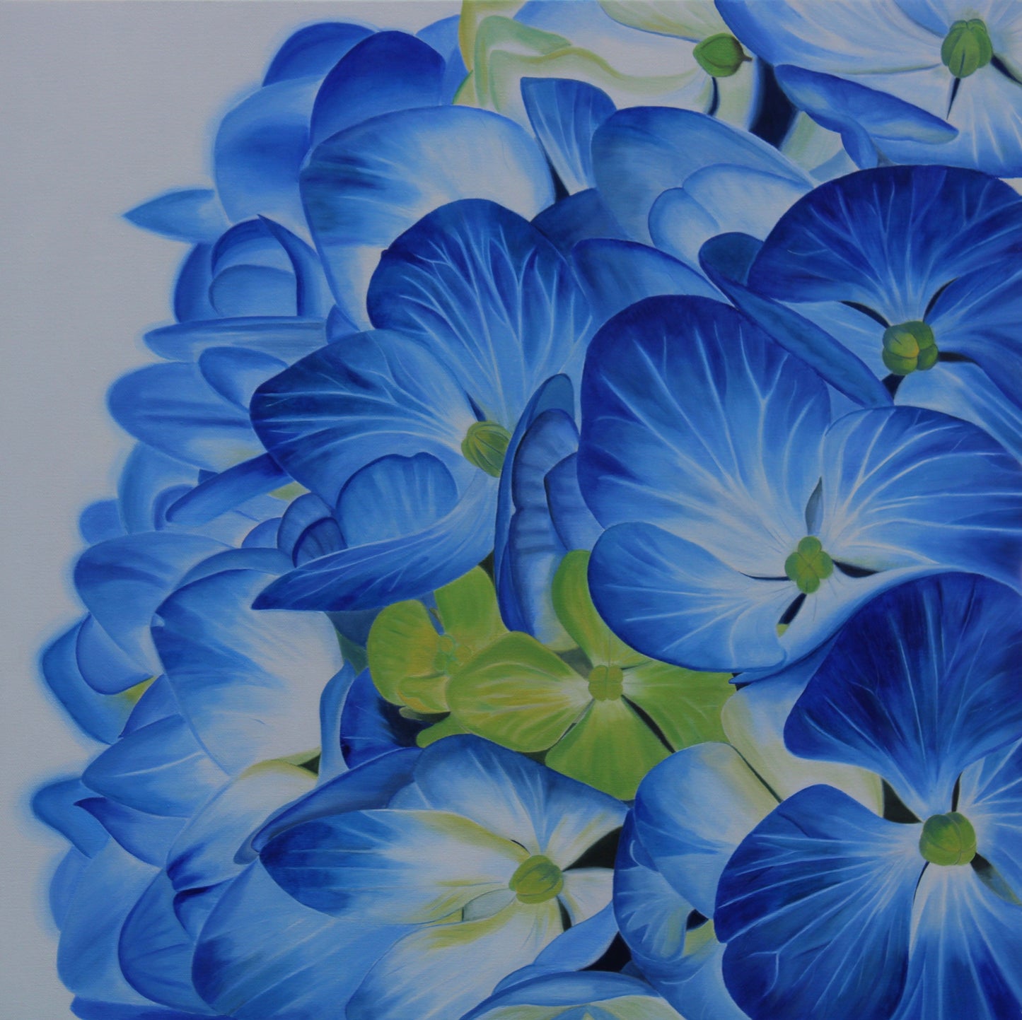 Floral Artwork Blue Blossoms  - Original Oil Painting by Shobika