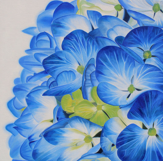 Floral Artwork Blue Blossoms  - Original Oil Painting by Shobika