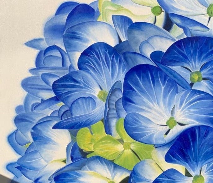 Floral Artwork Blue Blossoms  - Original Oil Painting by Shobika