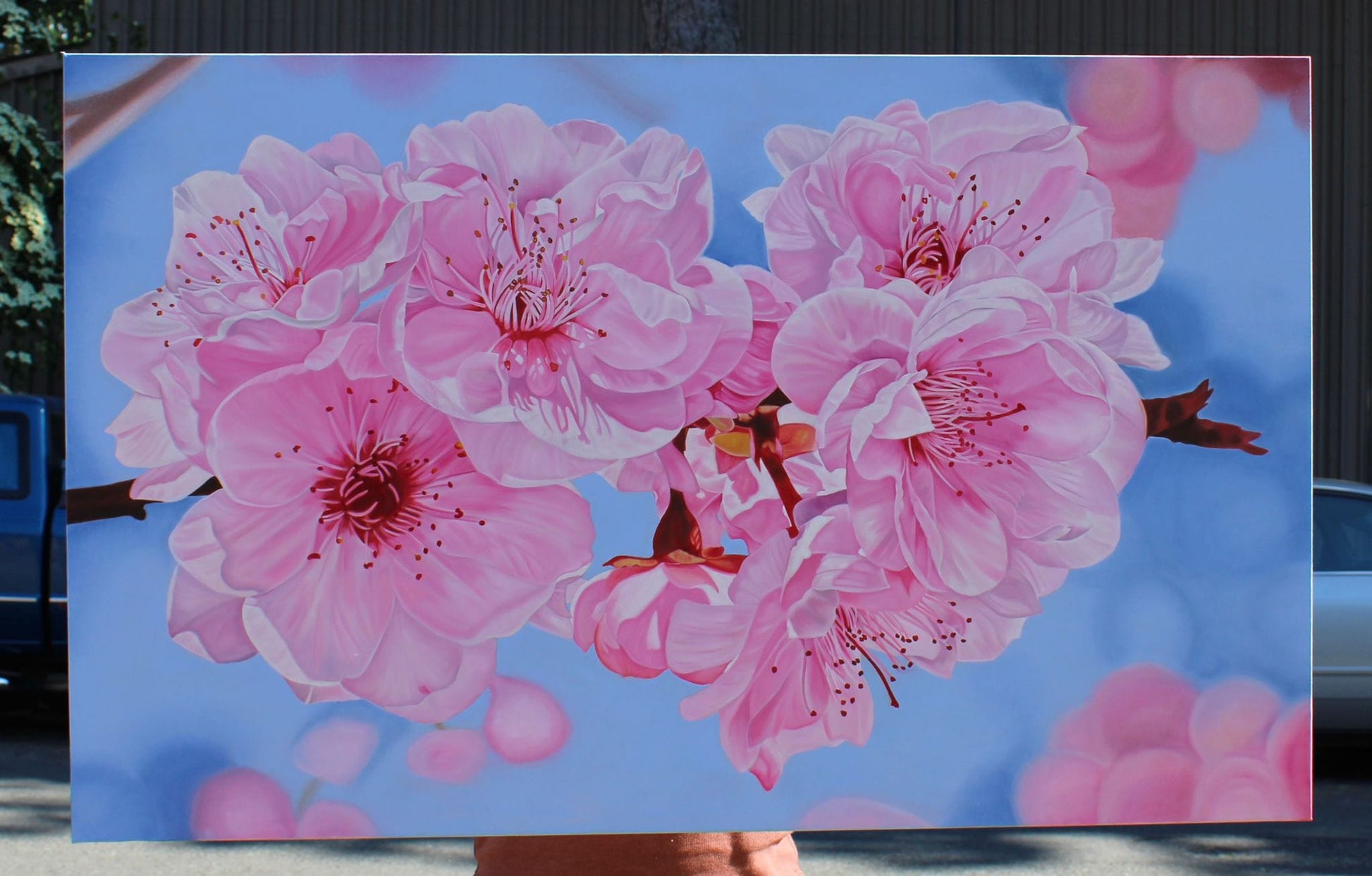 Floral Artwork Cherry Blossoms I - Original Oil Painting by Shobika