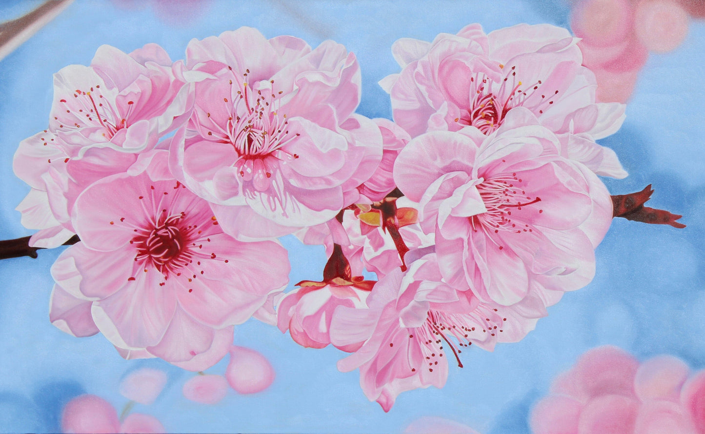 Floral Artwork Cherry Blossoms I - Original Oil Painting by Shobika