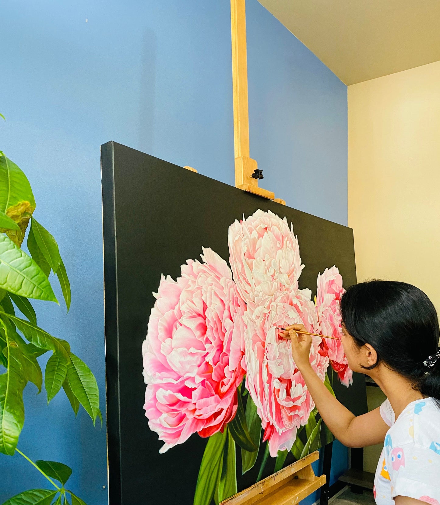 Floral Artwork Floating Buds - Original Oil Painting by Shobika