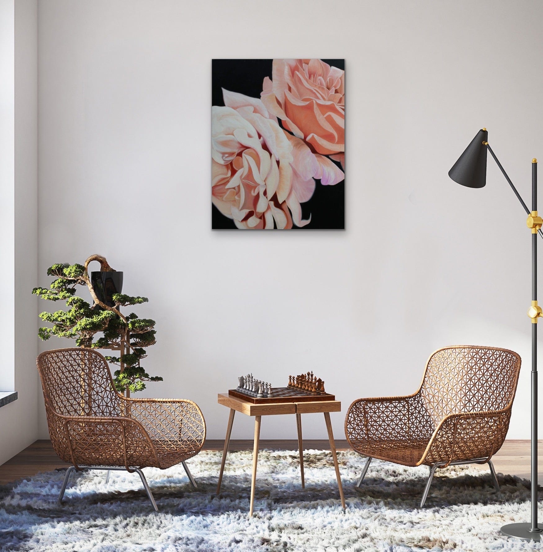Floral Artwork Opposite poles - Original Oil Painting by Shobika