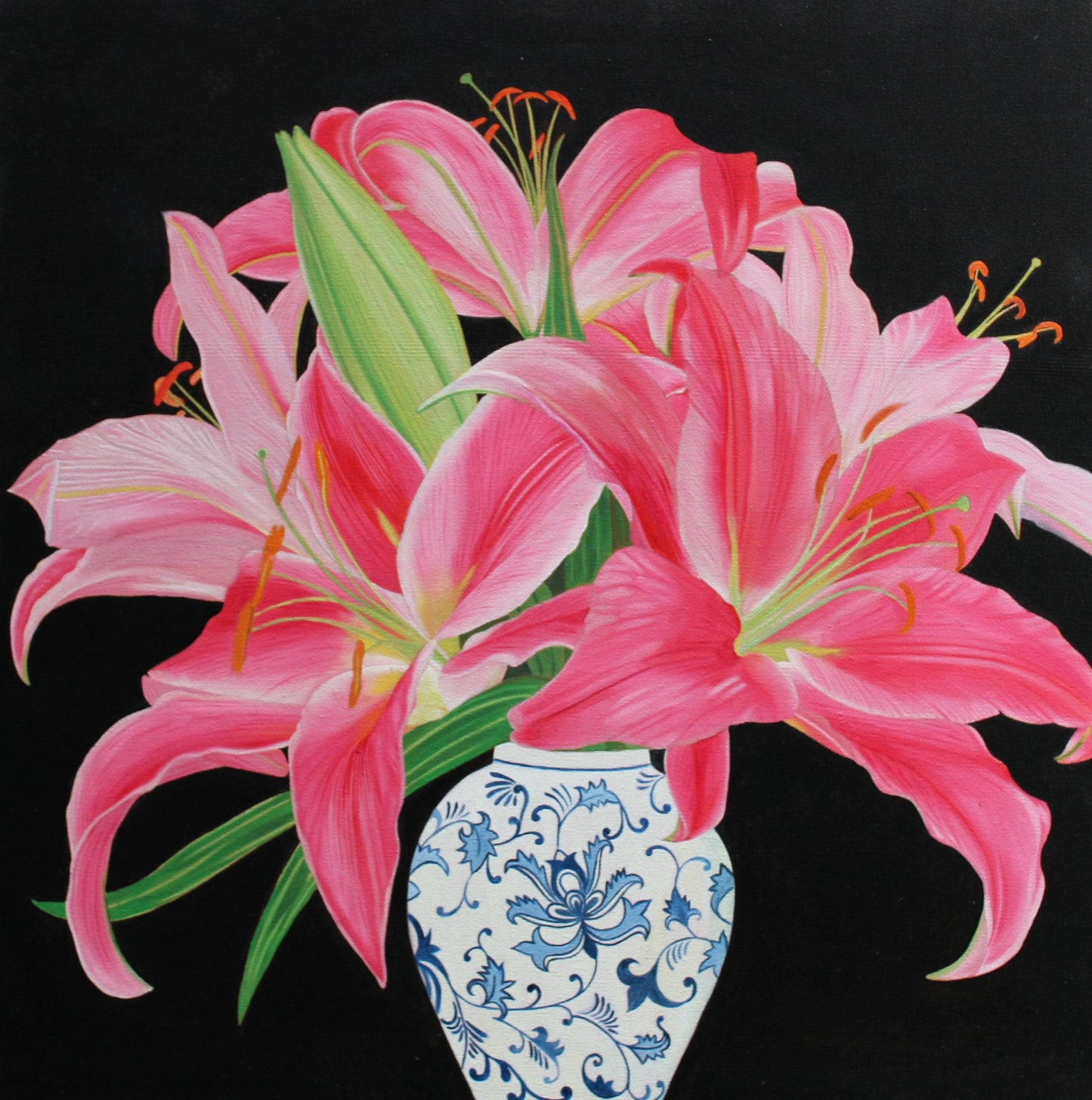 Floral Artwork Oriental lily  - Original Oil Painting by Shobika !!