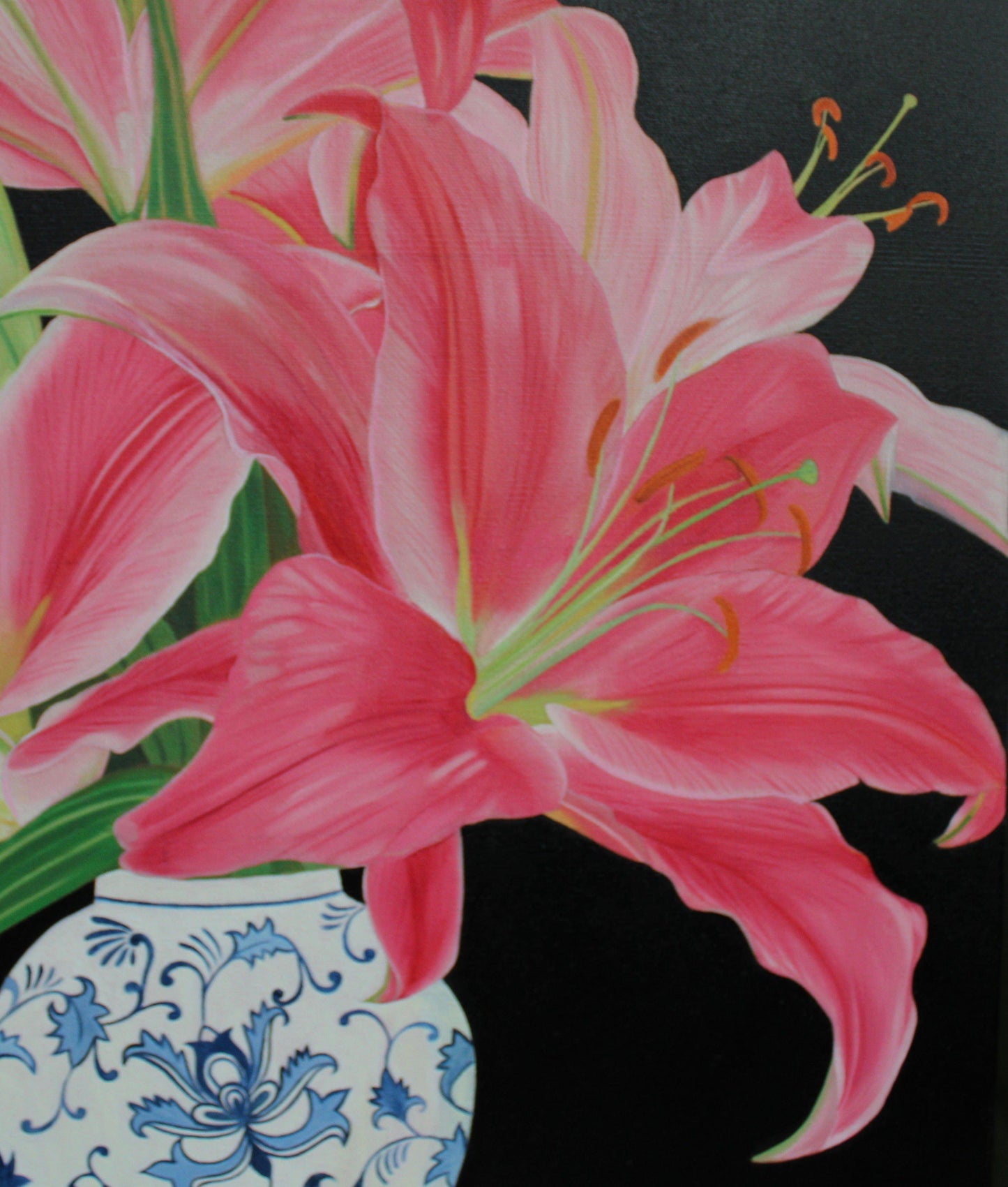 Floral Artwork Oriental lily  - Original Oil Painting by Shobika !!