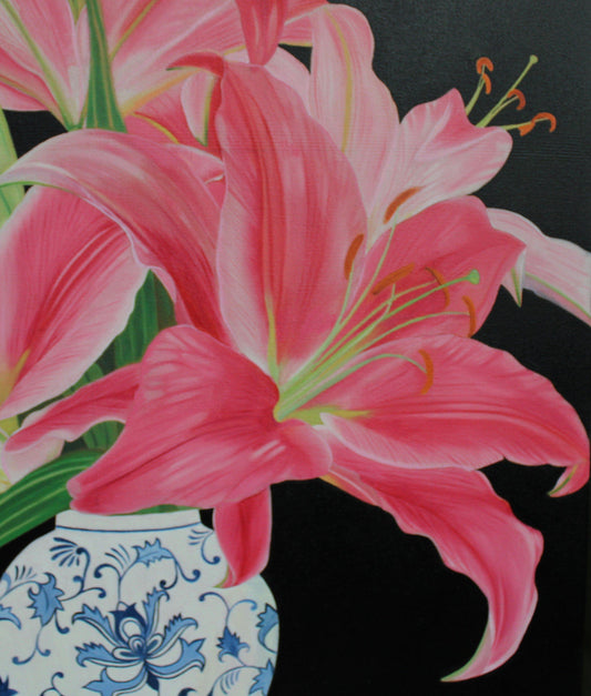 Floral Artwork Oriental lily  - Original Oil Painting by Shobika !!