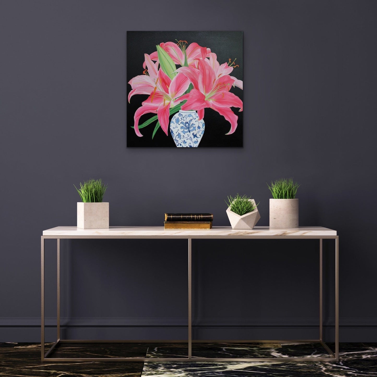 Floral Artwork Oriental lily  - Original Oil Painting by Shobika !!