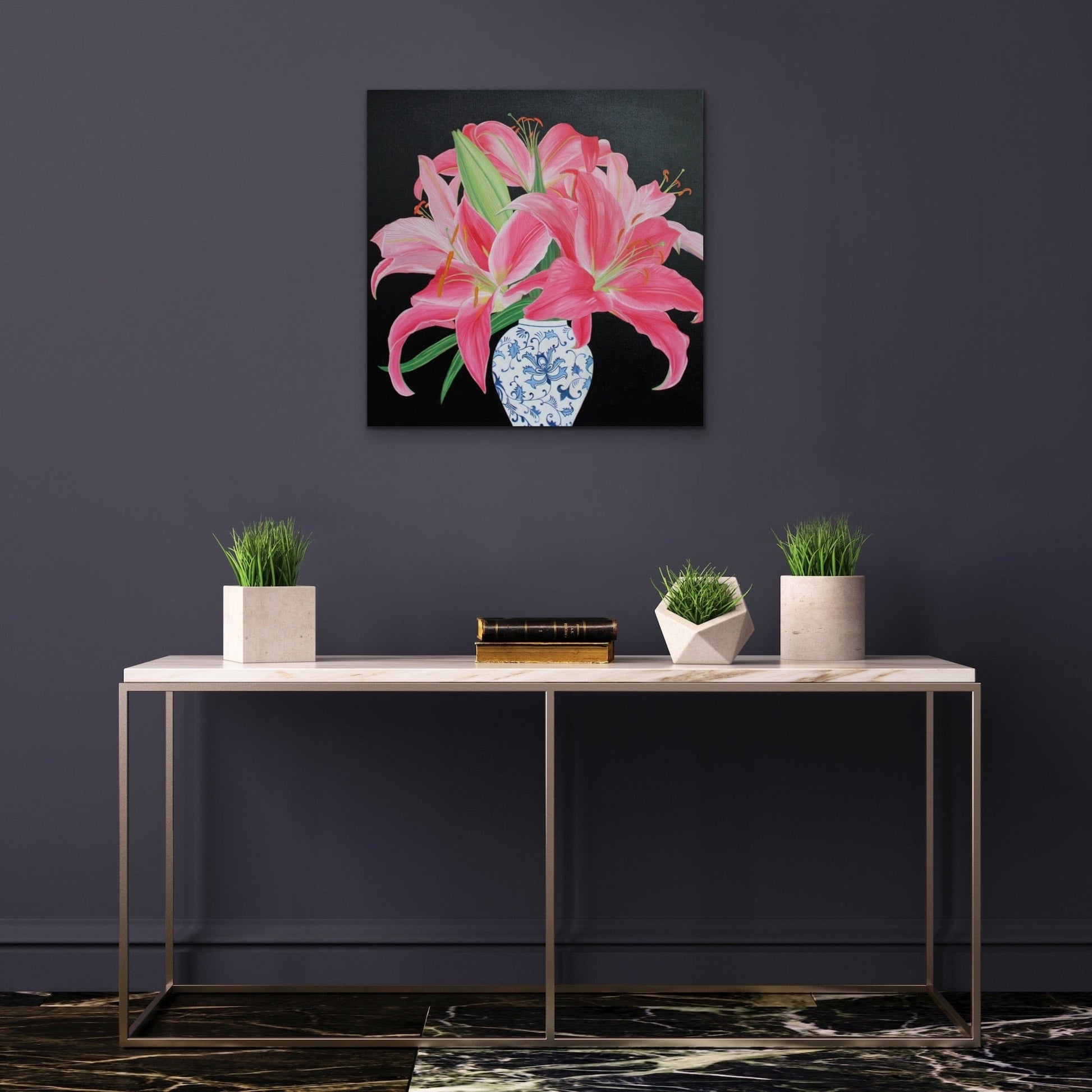 Floral Artwork Oriental lily  - Original Oil Painting by Shobika !!