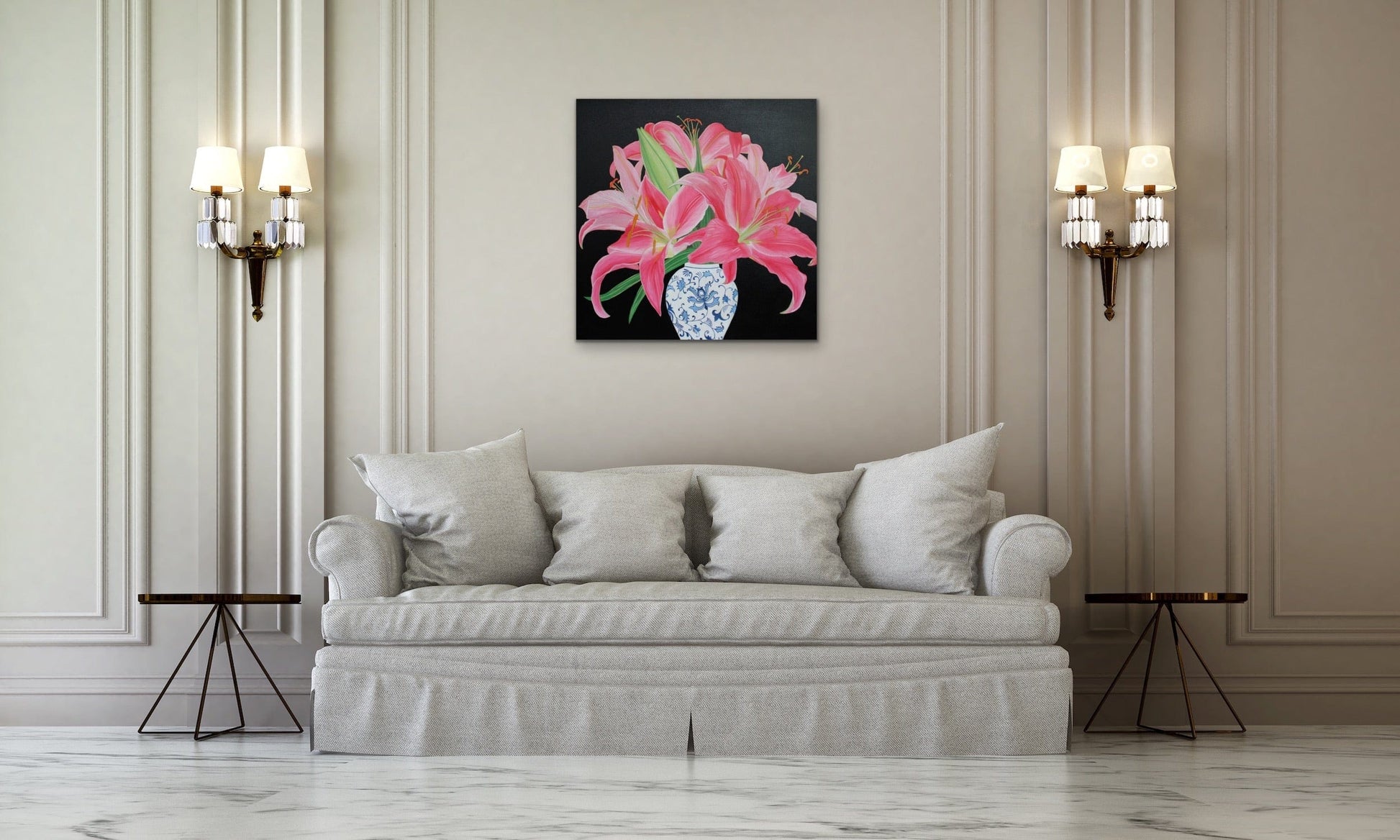 Floral Artwork Oriental lily  - Original Oil Painting by Shobika !!