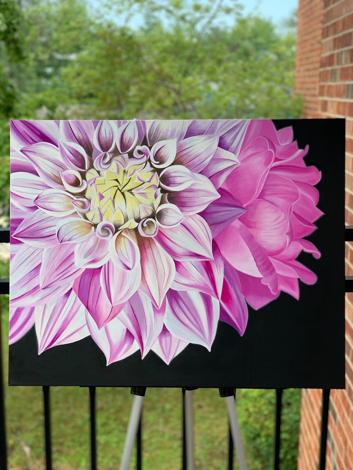 Floral Artwork Secrets of two flowers - Original Oil Painting by Shobika