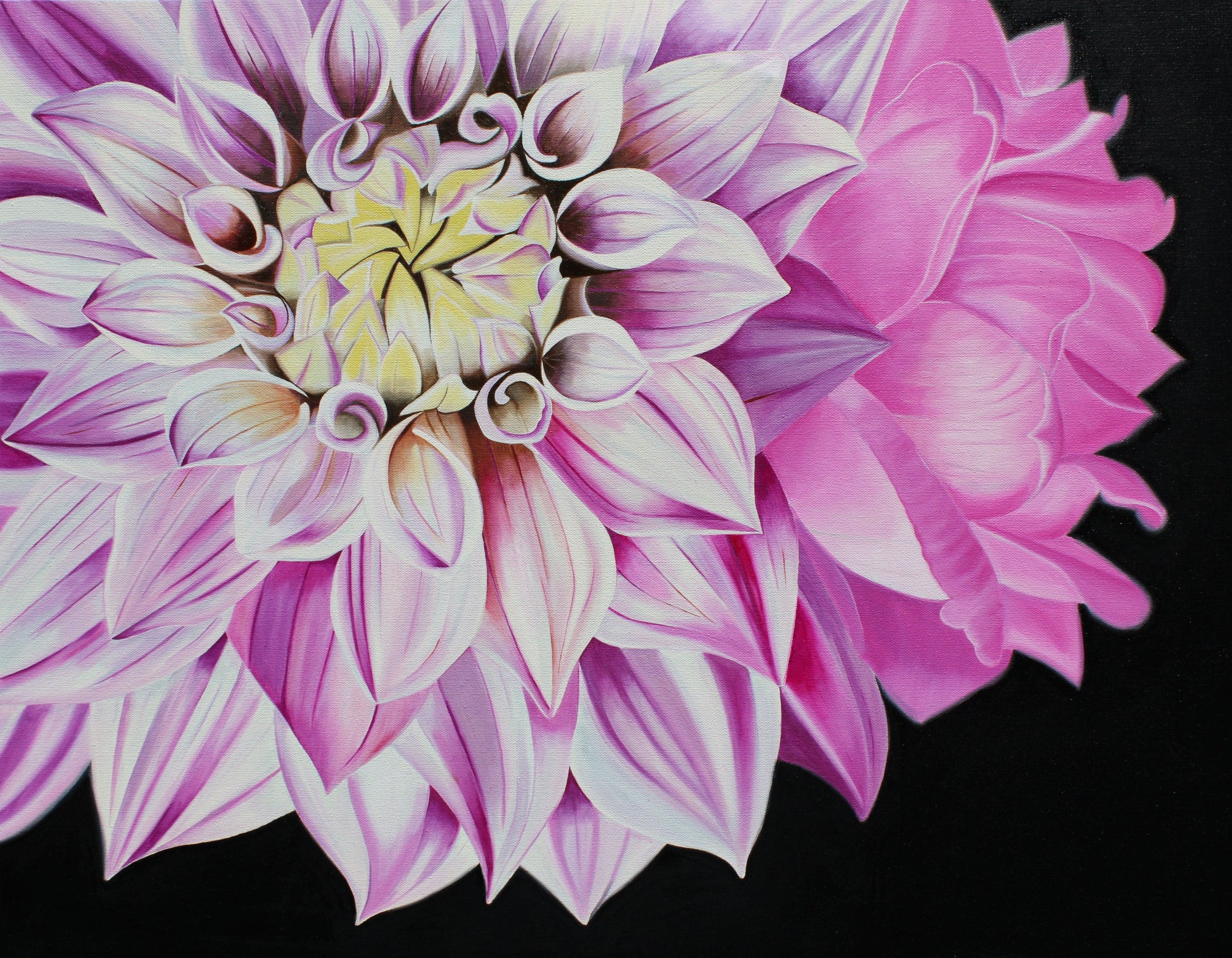 Floral Artwork Secrets of two flowers - Original Oil Painting by Shobika