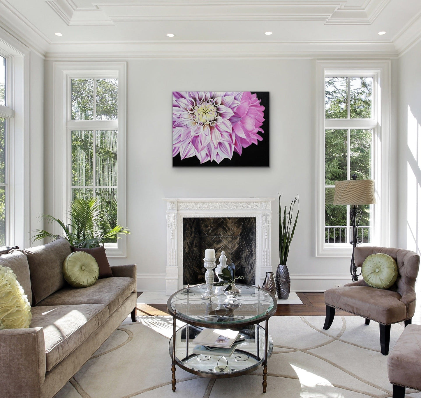 Floral Artwork Secrets of two flowers - Original Oil Painting by Shobika