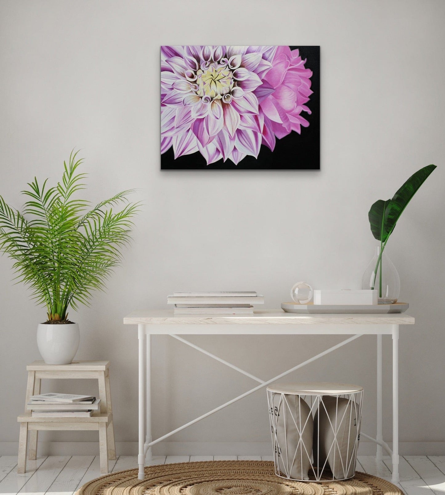 Floral Artwork Secrets of two flowers - Original Oil Painting by Shobika