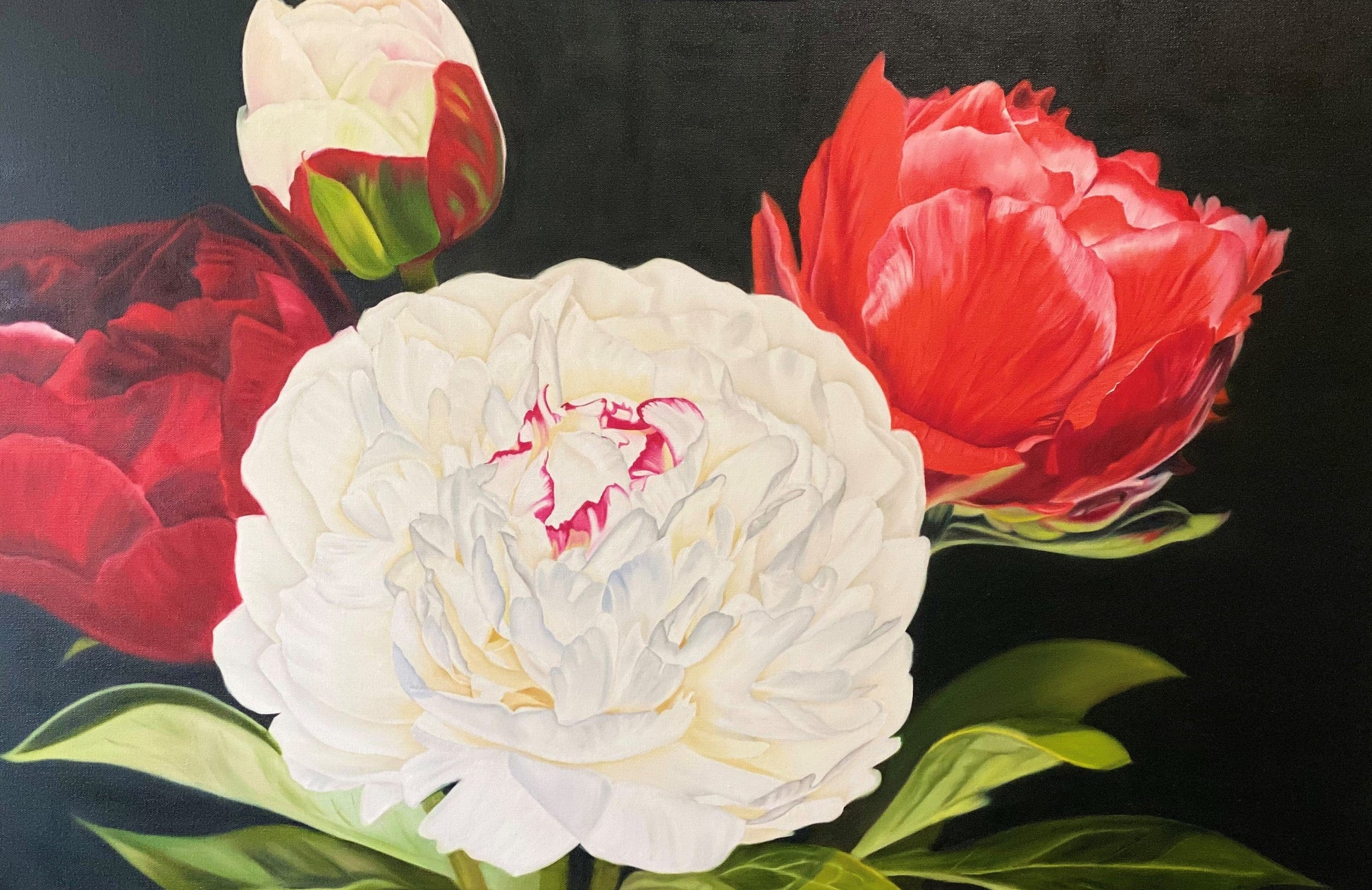 Floral Artwork Valentine bunch - Original Oil Painting by Shobika