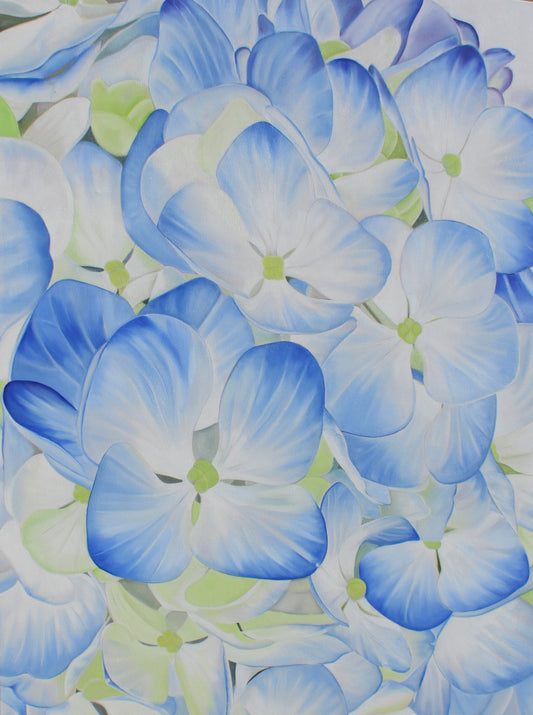 Blue blossoms III - Original Oil Painting by Shobika