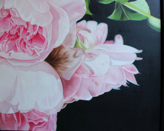 Floral Artwork Hanging Roses - Original Oil Painting