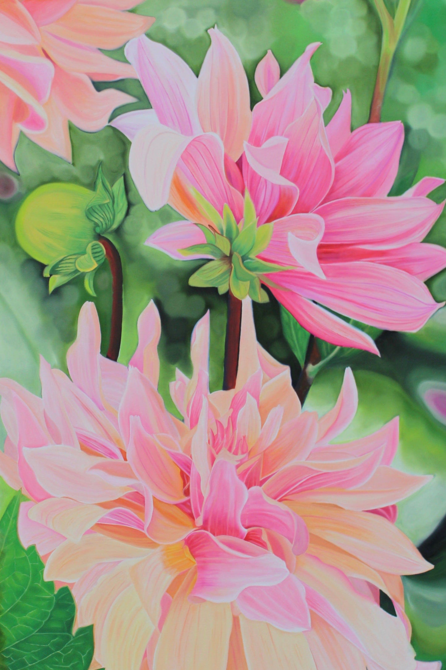 Flower Painting - Orange Dahlias - Original Oil Painting