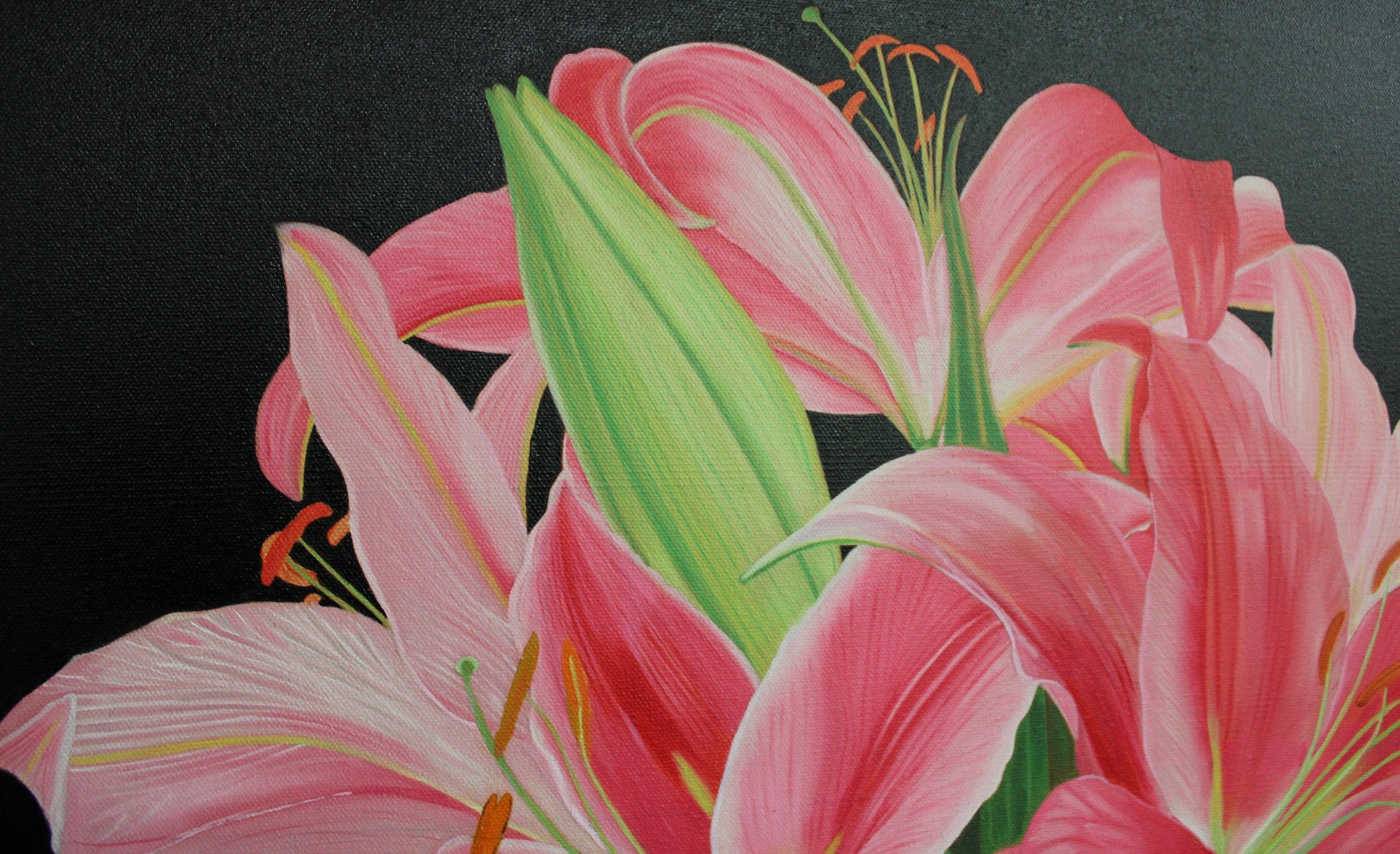 Floral Artwork Oriental lily  - Original Oil Painting by Shobika !!