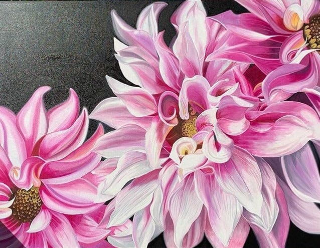 Floral Artwork Pink Blossoms - Original Oil Painting by Shobika