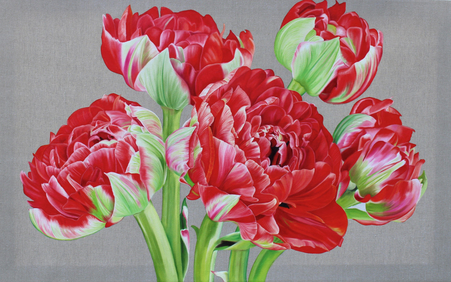 Flower Tulip Painting - Red Tulips - Original Oil Painting