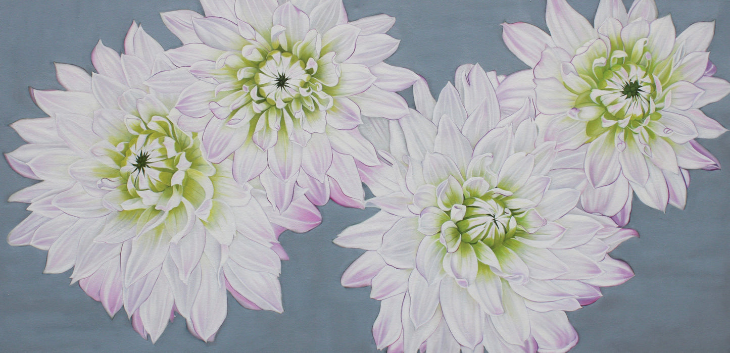 Flower Painting - White Dahlias - Original Oil Painting