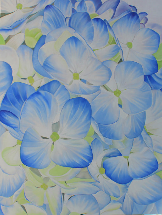 Blue blossoms III - Original Oil Painting by Shobika