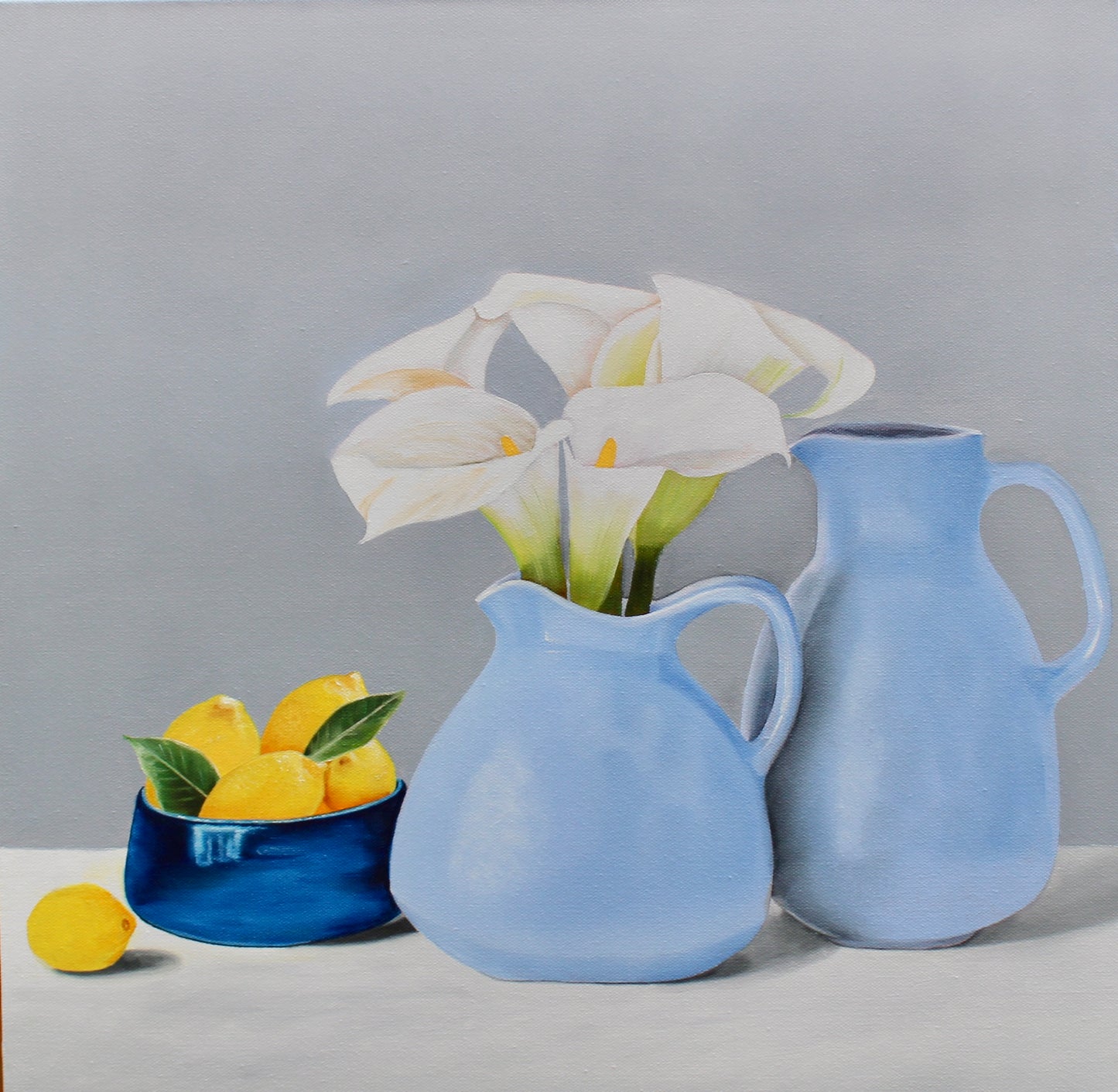 Lily decor on ceramic mug - Original Oil Painting by Shobika