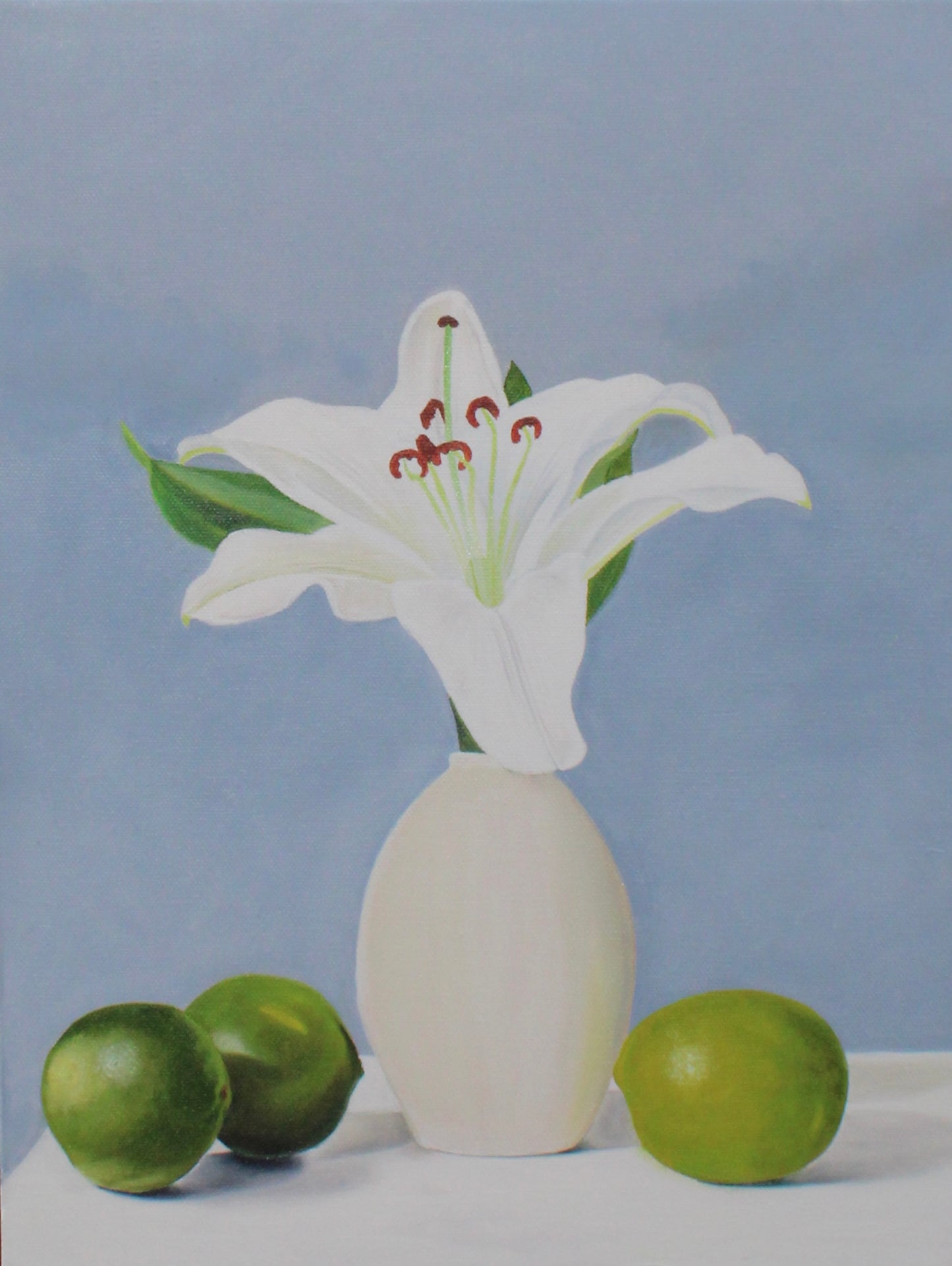 Lily with a dash of green lemon - Original Oil Painting by Shobika