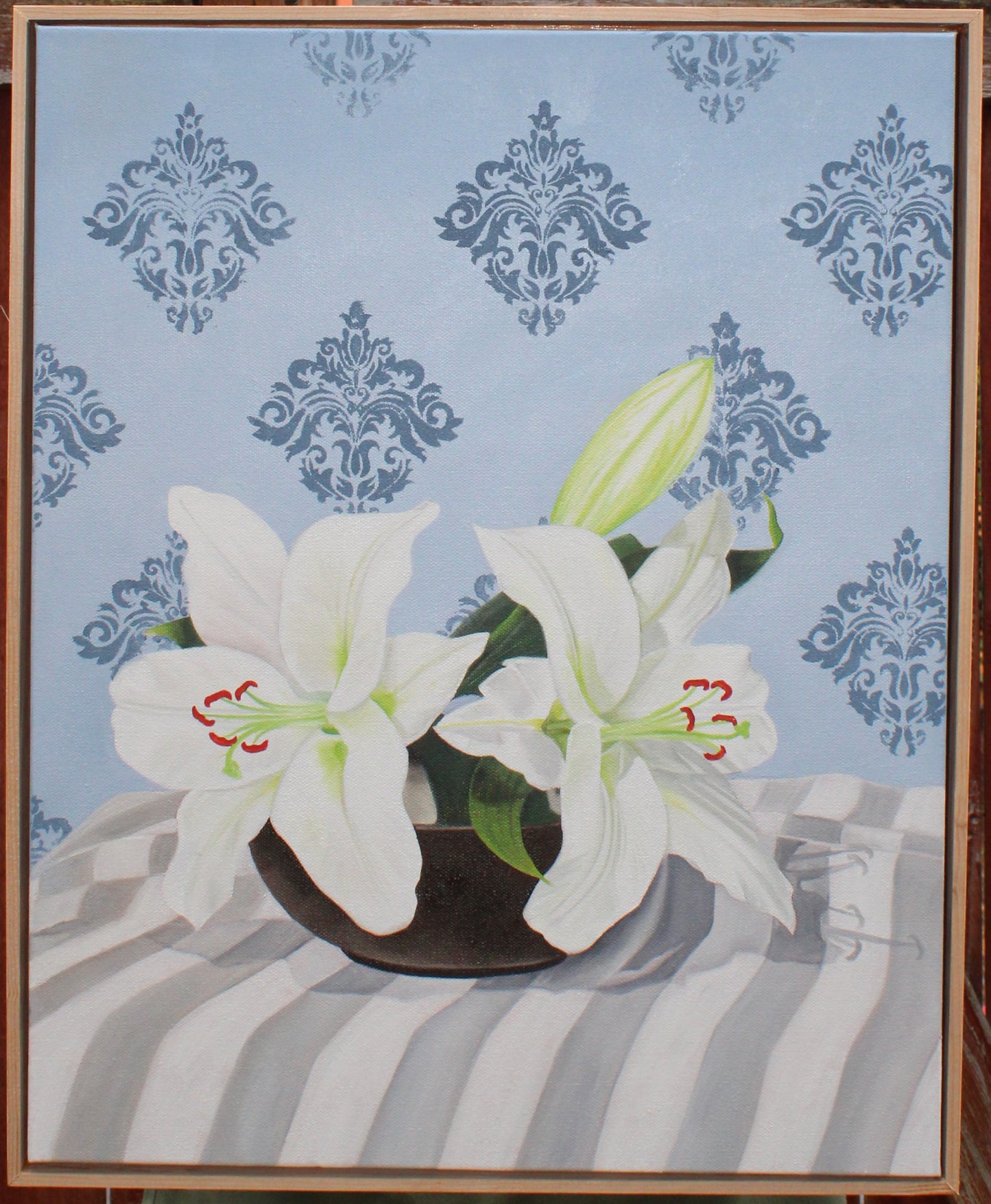 Breathe of fresh lily - Original Oil Painting by Shobika